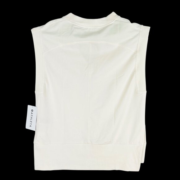 Athleta Women's Retroterry V-Neck Breathable Cream Vest Sweatshirt Sz Medium NWT - Picture 2 of 11